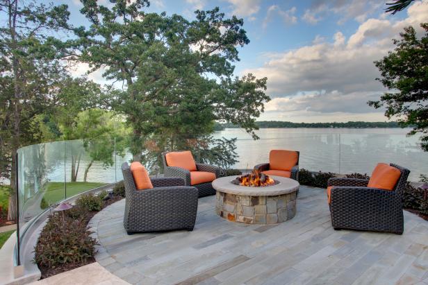 Glass-Enclosed Deck With Orange Accents Glass-Enclosed Deck With Orange Accents