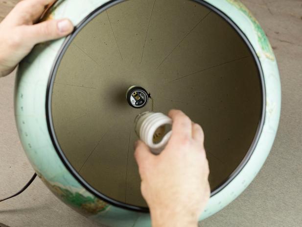 Create a hanging light from a vintage globe