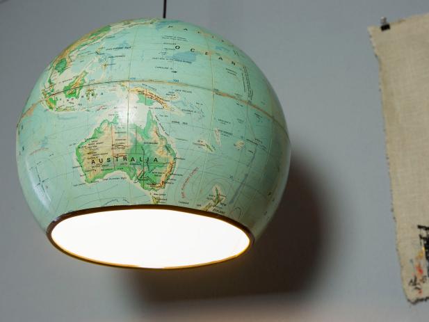 Upcycled Hanging Globe Light Upcycled Hanging Globe Light