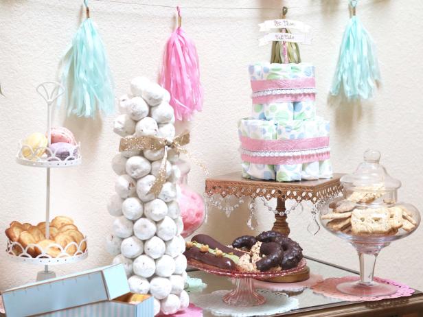 Diaper Cake and Table for Paris-Inspired Baby Shower Diaper Cake and Table for Paris-Inspired Baby Shower