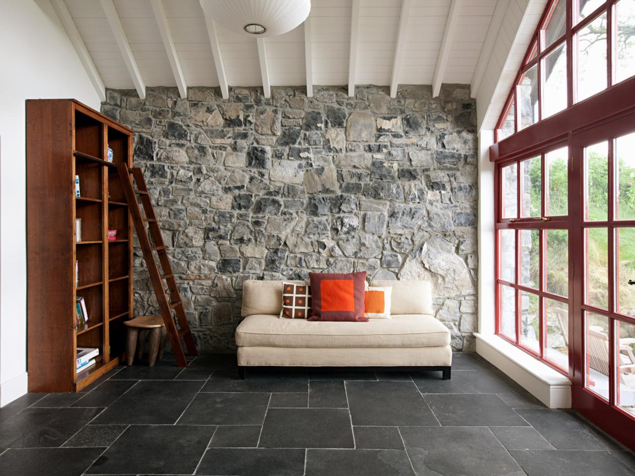 living room stone floor