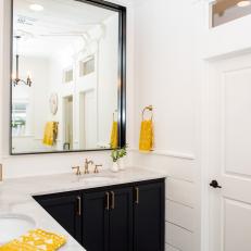 High Contrast Bathroom with a Touch of Yellow
