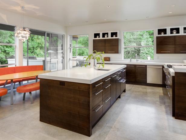 Contemporary Kitchen With Dark Wood Cabinetry Contemporary Kitchen With Dark Wood Cabinetry