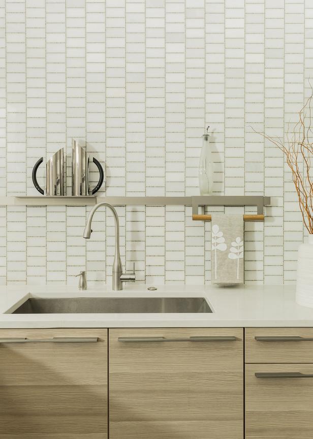 Neutral Modern Kitchen Sink and Floating Shelf Neutral Modern Kitchen Sink and Floating Shelf