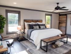 Neutral Master Bedroom with Warm Wood Accents