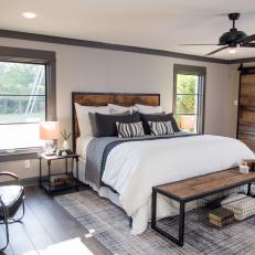 Neutral Master Bedroom with Warm Wood Accents
