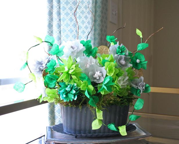 Green, White and Gray Paper Flowers