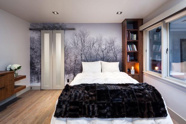 Neutral Master Bedroom With Tree Mural Neutral Master Bedroom With Tree Mural