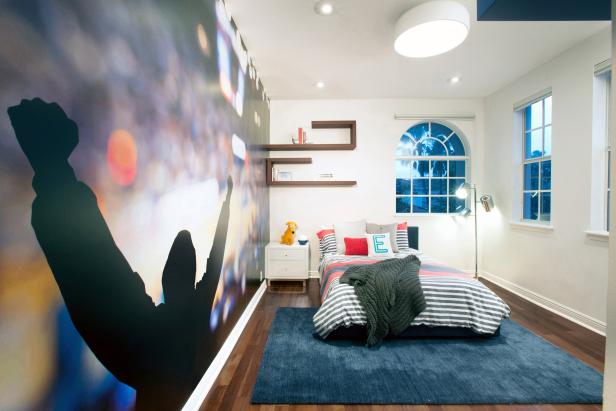 White Contemporary Boys Bedroom With Mural White Contemporary Boys Bedroom With Mural
