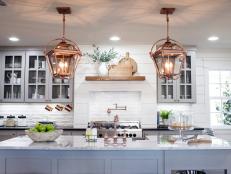 Large White Island in Contemporary Kitchen
