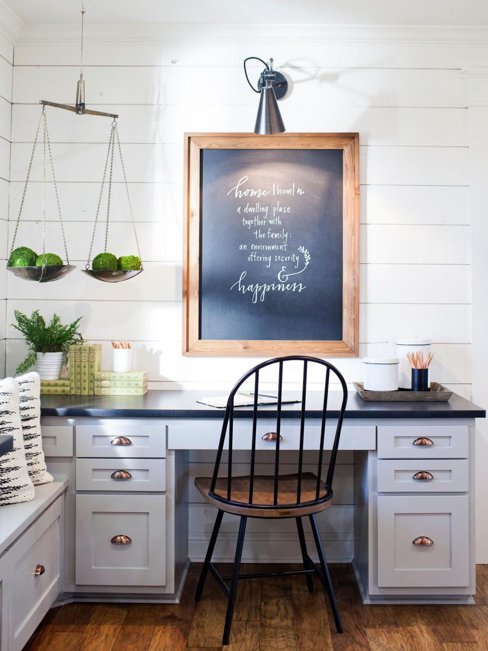 Office Nook in Remodeled Kitchen Office Nook With Desk and Chalkboard