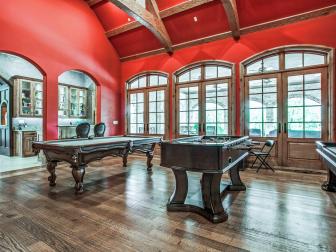 Traditional Game Room is Bright Red