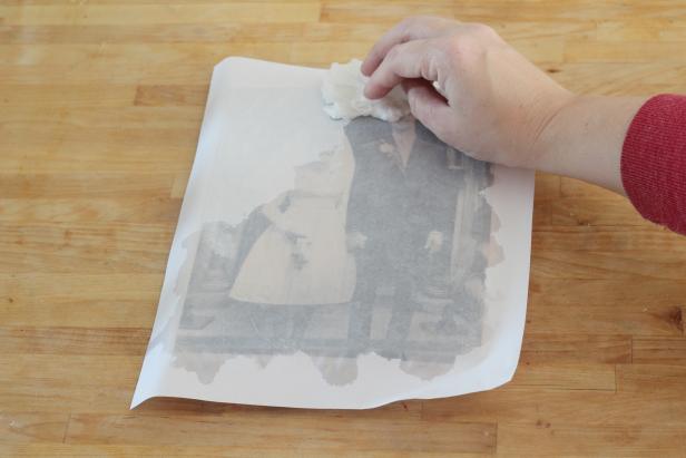 Step 4: Wet the paper with a damp cloth.
