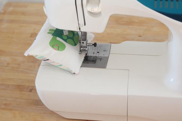 Step 8: Sew all the way around each rattle ¼” from the edge.