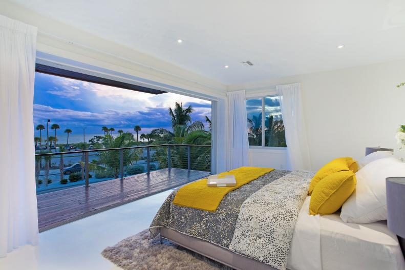 White Contemporary Beachfront Bedroom 