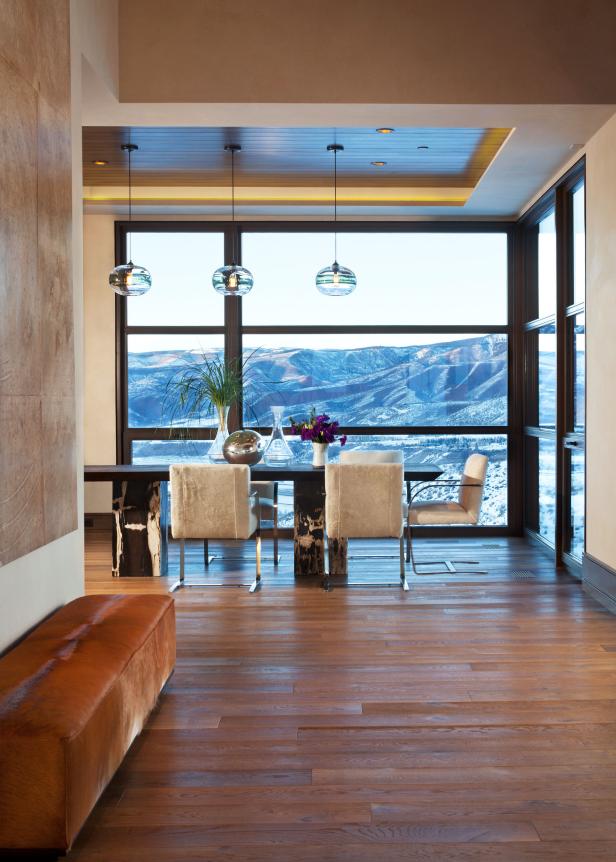 Contemporary Dining Room With Mountain View Contemporary Dining Room With Mountain View