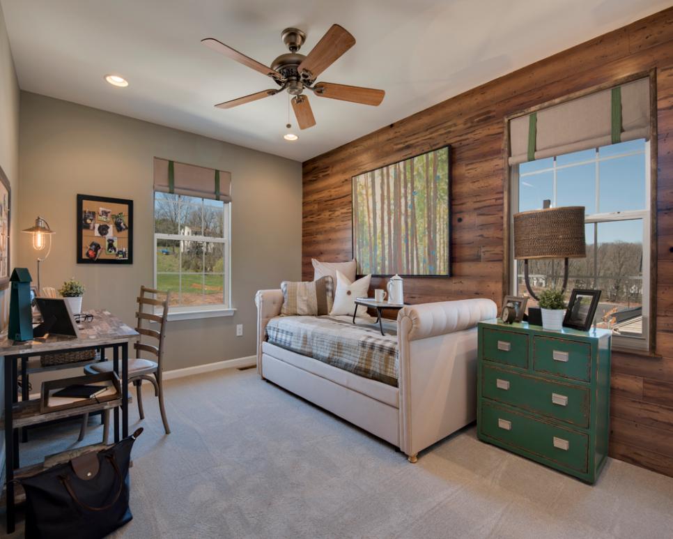 Earthy Traditional Home Office Neutral Traditional Home Office and Guest Bedroom
