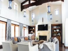 Spanish Modern Living Room With Lantern Pendant Lights