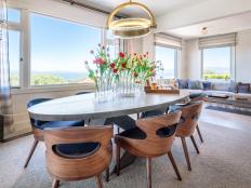 Contemporary Dining Room With View of Ocean