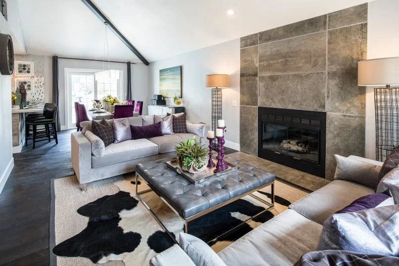 The living and dining room in Drew Scott’s Las Vegas home is now a relaxing oasis after the complete renovation, as seen on Brother vs. Brother. (After #1)