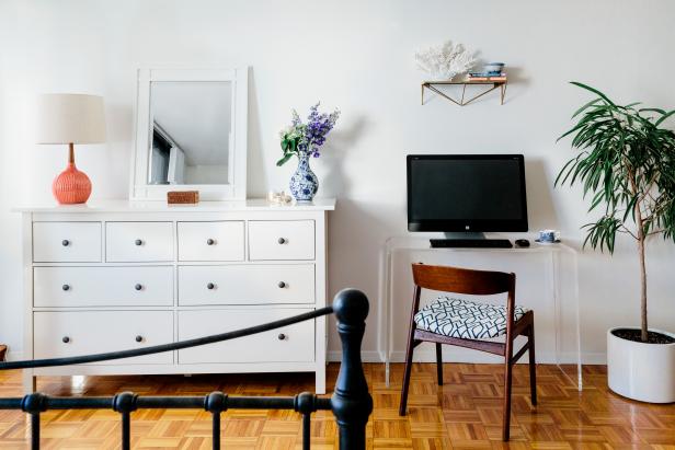 Contemporary Bedroom With White Dresser