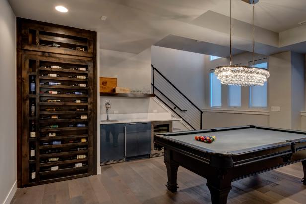 Modern Basement with Small Bar Area Modern Basement with Small Bar Area