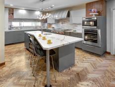 Large Kitchen Island Adds Plenty of Prep Space and Seating for Four