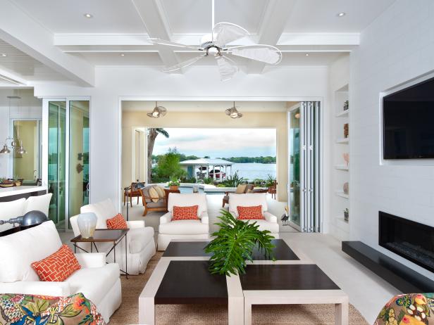 Contemporary Living Room with Tropical Flair