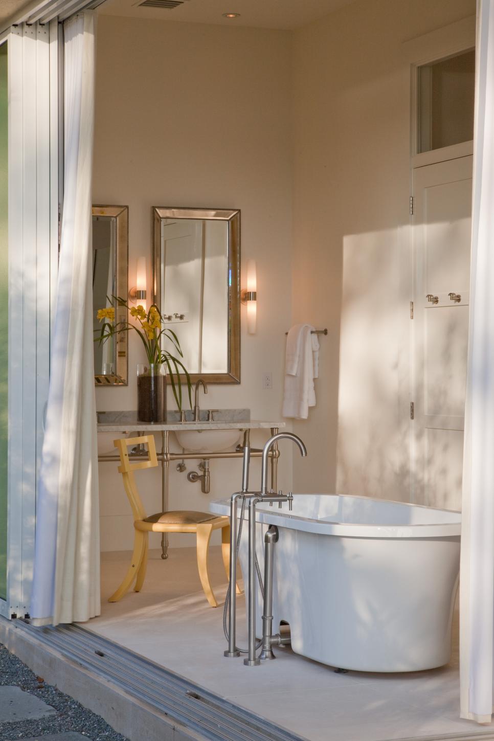 Waterside Retreat Bathroom with Outdoor Access Contemporary Bathroom