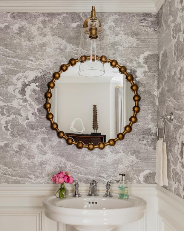 Chic Transitional Bathroom With Classic Wainscoting Chic Transitional Bathroom With Classic Wainscoting