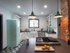 Kitchen with Farmhouse Design Highlighted by Exposed Brick 