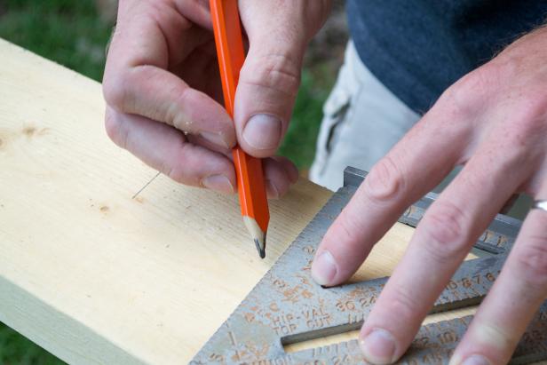 Three inches further, mark another 8-degree angle from the bottom edge, 2 ½ inches.
