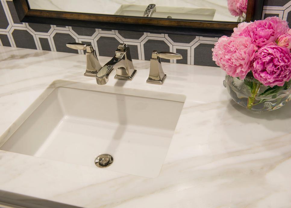 White Marble Bathroom Sink With Pink Peonies Bathroom Sink With Pink Peonies