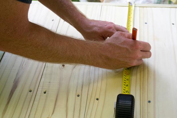 Mark two 10 ½ x 12 ½ inch rectangles on the tabletop