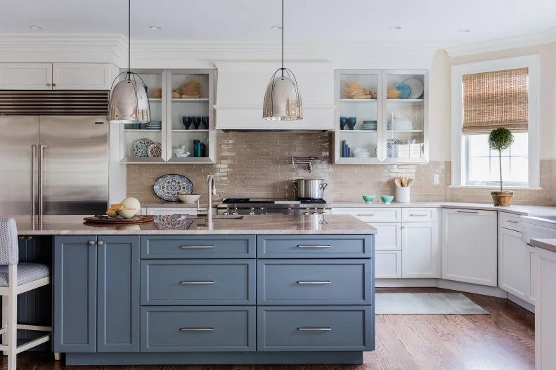 Kitchen With Blue Island