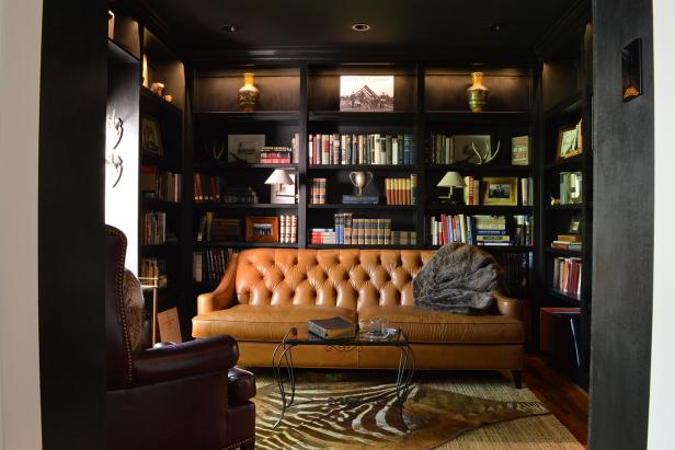 Rich Toned Woods and Fabrics in Luxurious Library Rich Toned Woods and Fabrics in Luxurious Library