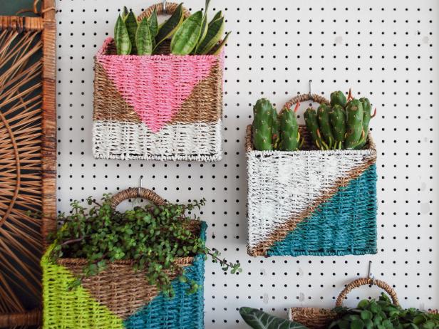 Painted Basket Wall Planter Painted Basket Wall Planter