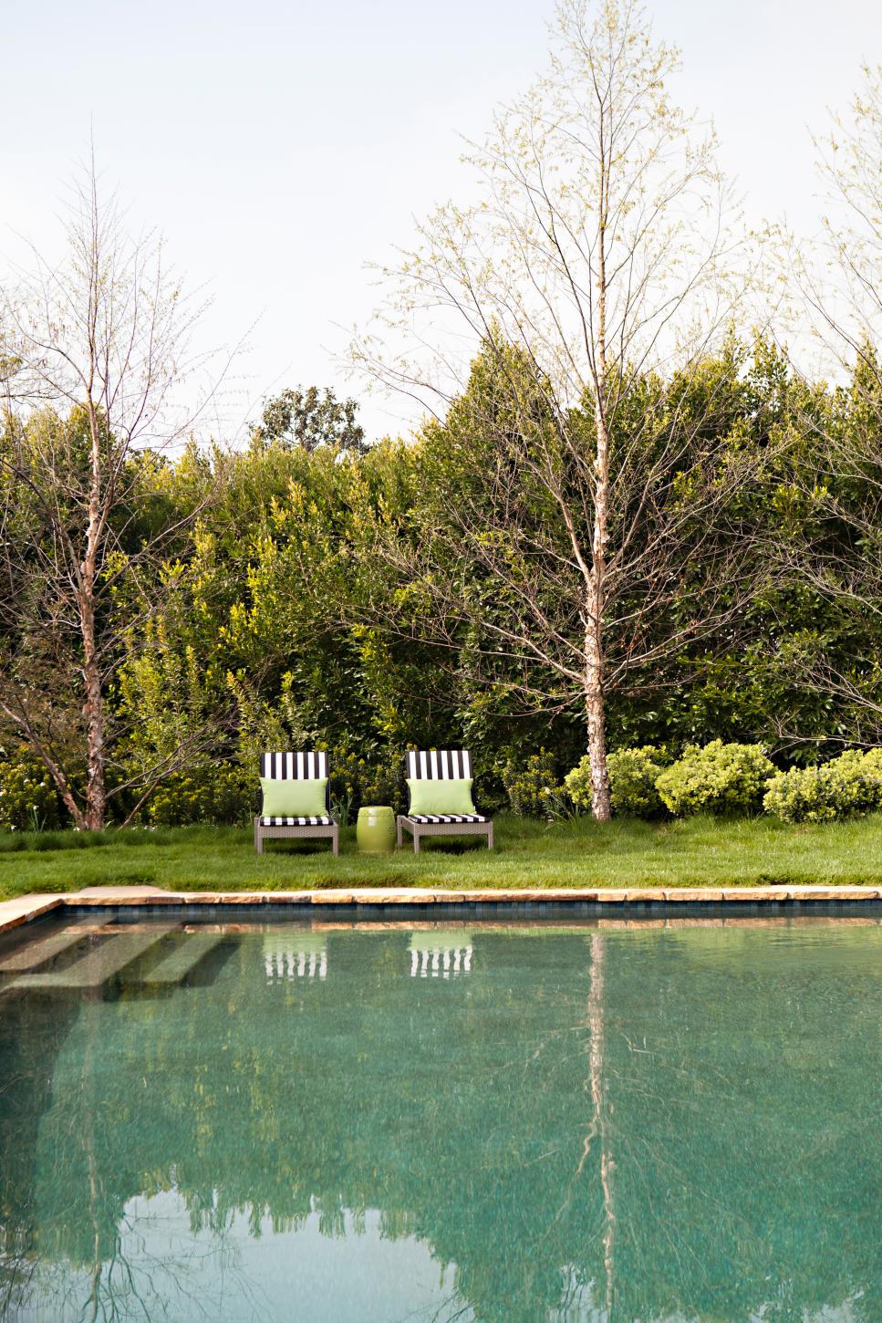 Pool and Striped Lounge Chairs Pool and Striped Chairs