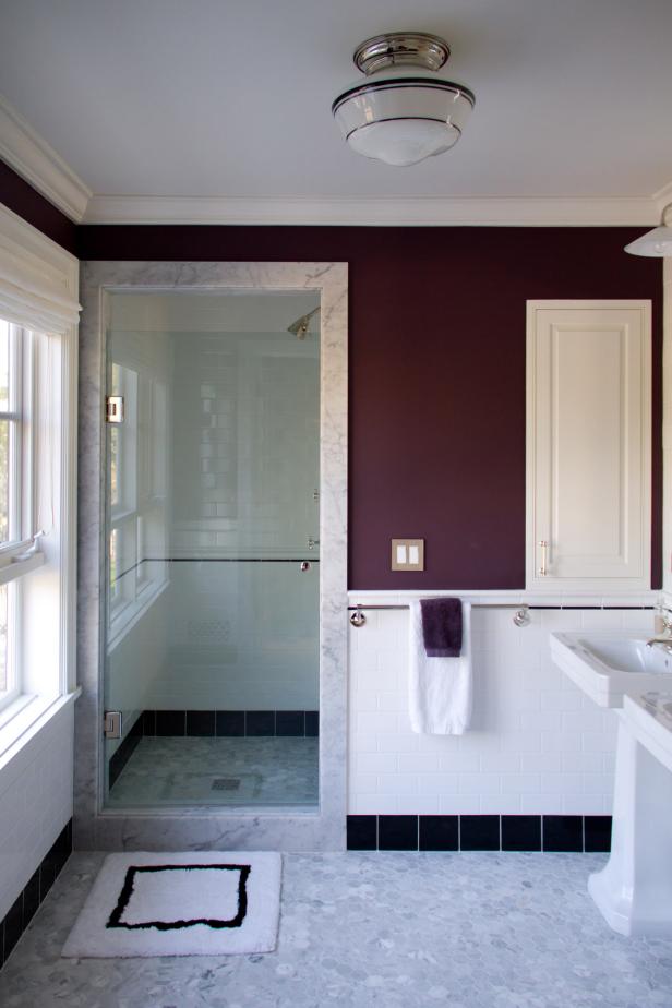 Purple Bathroom With Gray Floor Purple Bathroom With Gray Floor