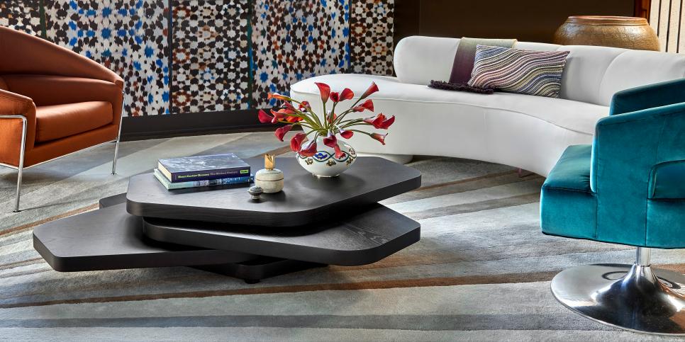 Contemporary Living Room With Layered Coffee Table Living Room With Layered Coffee Table