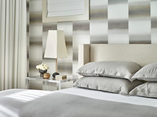 Gray Contemporary Bedroom With Wallpaper Gray Contemporary Bedroom With Wallpaper