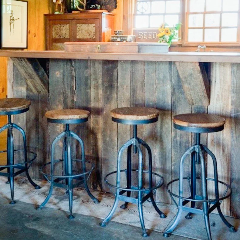 Rustic Reclaimed Wood Bar in Farmhouse Kitchen