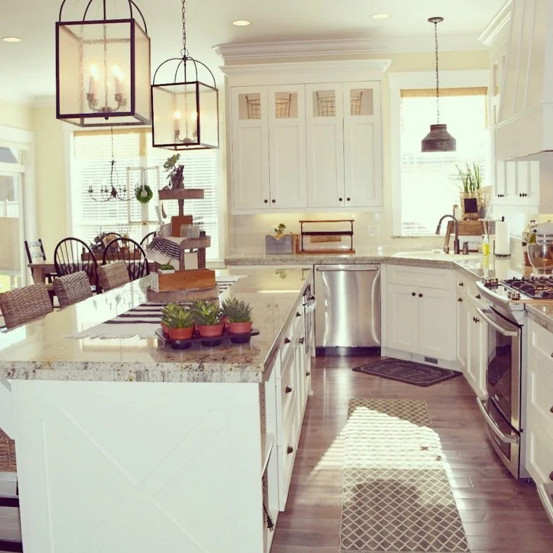 White Farmhouse Kitchen with Rustic Accessories
