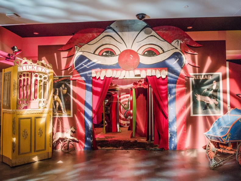HGTV's Jonathan Scott and Food Network's Duff Goldman chose an old school funhouse theme for their halloween house, as seen during the 2016 All Star Halloween Spectacular. (after)