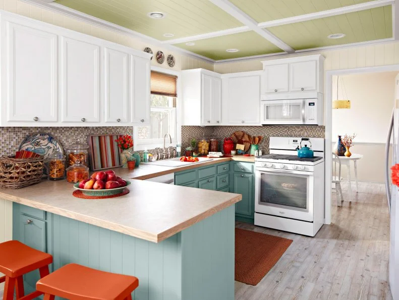 Cottage Kitchen with Peninsula, Crown Molding and Paneling