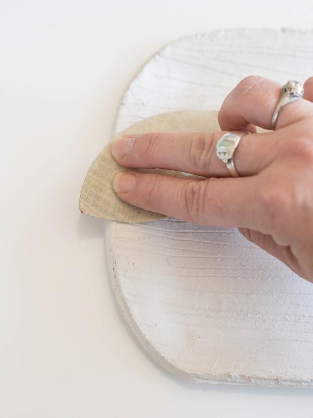 DIY Air Dry Clay Tray Step 4: Sand Tray Edges DIY Air Dry Clay Tray Step 4: Sand Tray Edges