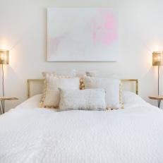 White Master Bedroom With Pink Flowers