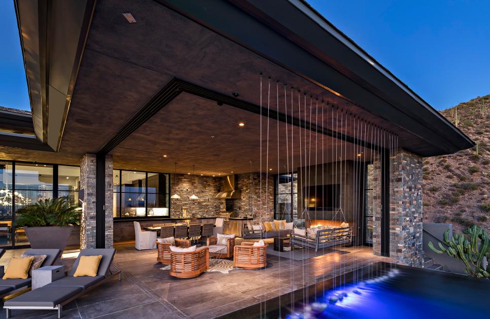 Back Patio Features Infinity Pool and Striking Desert View