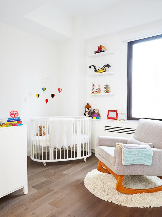 White Contemporary Nursery With Balloon Mobile White Contemporary Nursery With Balloon Mobile