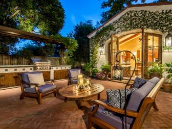 Mediterranean Outdoor Kitchen and Living Space 